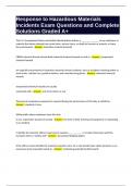 Response to Hazardous Materials Incidents Exam Questions and Complete Solutions Graded A&plus;