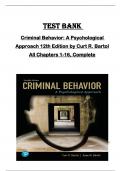 TEST BANK for  Criminal Behavior&colon; A Psychological  Approach 12th Edition by Curt R&period; Bartol  All Chapters 1-16&comma; Complete