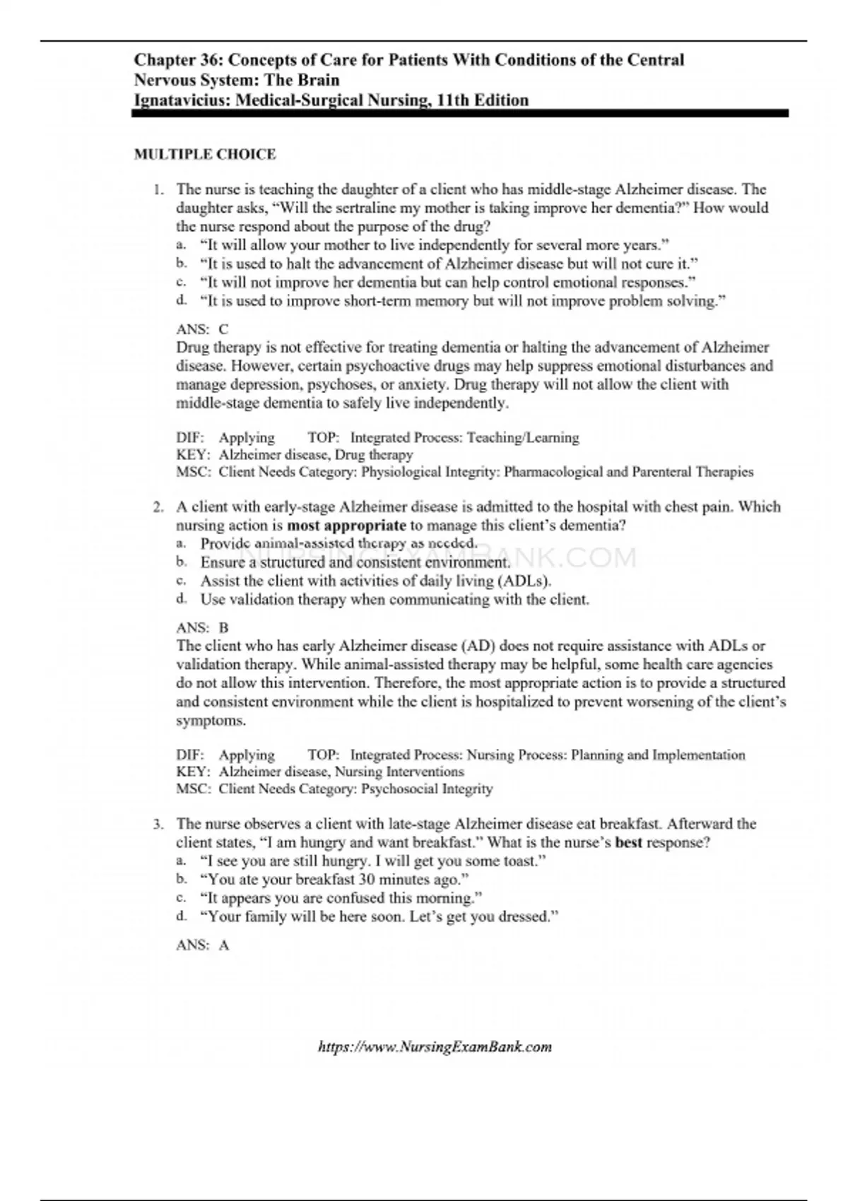 Chapter 36 Concepts of Care for Patients With Conditions of the Central ...