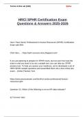 HRCI SPHR Certification Exam Questions & Answers 2025-2026