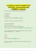 AAA Driver's Test Q's&colon; Sample Test &num;3 UPDATED Exam Questions and  CORRECT Answers