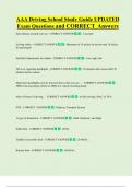 AAA Driving School Study Guide UPDATED Exam Questions and CORRECT Answers
