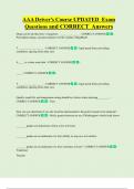 AAA Driver's Course UPDATED Exam  Questions and CORRECT Answers