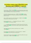 AAA driver course exam UPDATED Exam  Questions and CORRECT Answers