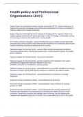 Health policy and Professional Organizations Unit 6 Questions with Solutions
