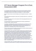 STT Nurse Manager Program Pre & Post-Assessment 2025 Questions and Answers 100&percnt; Correct