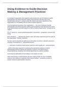 Using Evidence to Guide Decision Making & Management Practices Questions and Answers 2025