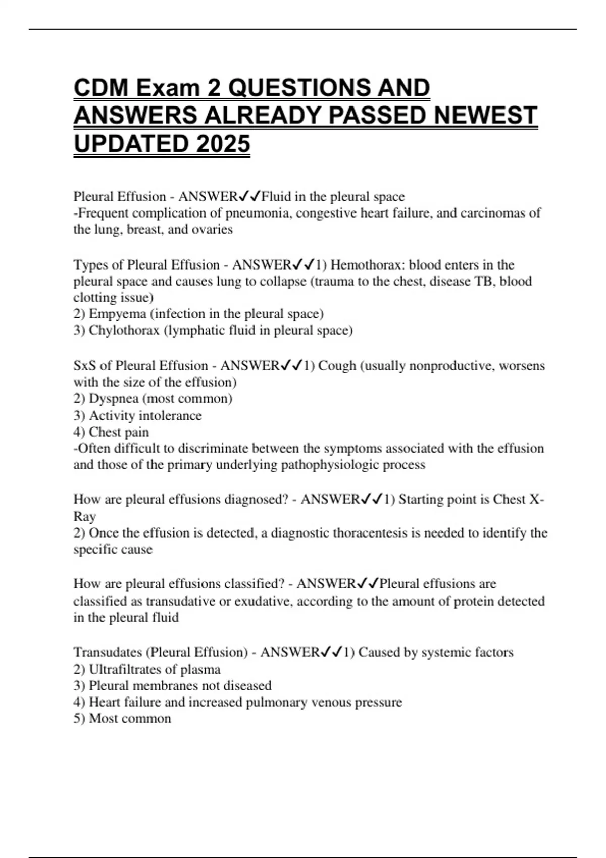 CDM Exam 2 QUESTIONS AND ANSWERS ALREADY PASSED NEWEST UPDATED 2025 ...