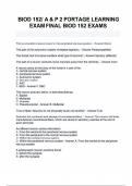 BIOD 152&sol; A & P 2 PORTAGE LEARNING EXAM FINAL BIOD 152 EXAMS