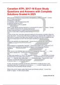 Canadian ATPL 2017-18 Exam Study Questions and Answers with Complete Solutions Graded A 2025