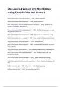Btec Applied Science Unit One Biology test guide questions and answers