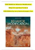 TEST BANK for Behavior Modification&colon; What It Is and How To Do It 12th Edition by Garry Martin & Joseph J&period; Pear&period;