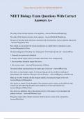 NEET Biology Exam Questions With Correct Answers A&plus;