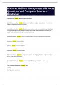 Diabetes Mellitus Management ATI Notes Questions and Complete Solutions Graded A&plus;