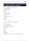 ATI Diabetes Mellitus Test Questions and Complete Solutions Graded A&plus;