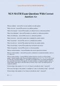 NLN MATH Exam Questions With Correct Answers A&plus;