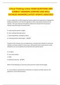 Critical Thinking review EXAM QUESTIONS AND CORRECT ANSWERS &lpar;VERIFIED AND WELL DETAILED ANSWERS&rpar; LATEST UPDATE 2024&sol;2025