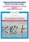 TEST BANK FOR&colon; Leadership&colon; Research Findings&comma; Practice&comma; and Skills  10th Edition by Andrew DuBrin Latest Update&period; 