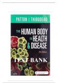Test Bank for The Human Body in Health and Disease 7th Edition by Kevin T&period; Patton&comma; ISBN&colon; 9780323402118 chapter1-25&vert; Complete Guide A&plus;