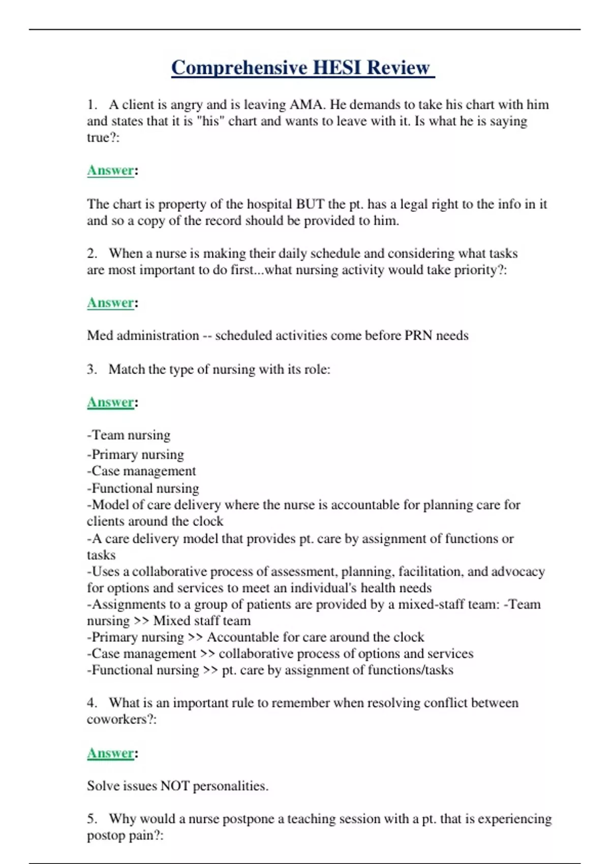 COMPREHENSIVE HESI REVIEW 2024/2025 | QUESTIONS WITH 100% VERIFIED ...