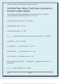 Certified Fiber Optics Final Exam Questions & Answers Latest Update