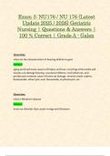 Exam 3&colon; NU176 &sol; NU 176 &lpar;Latest Update 2025 &sol; 2026&rpar; Geriatric Nursing &vert; Questions & Answers &vert; 100 &percnt; Correct &vert; Grade A - Galen