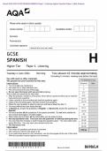 Actual 2024 AQA GCSE SPANISH 8698&sol;LH Paper 1 Listening Higher Question Paper &plus; Mark Scheme