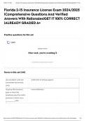 Florida 2-15 Insurance License Exam 2024&sol;2025 &vert;Comprehensive Questions And Verified Answers With Rationales&vert;GET IT 100&percnt; CORRECT &vert;ALREADY GRADED A&plus;