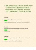 Exam 1&comma; Exam 2&comma; Exam 3 & Final Exam&colon; NU176 &sol; NU 176 &lpar;Latest 2025 &sol; 2026 Updates STUDY BUNDLE WITH COMPLETE SOLUTIONS&rpar; Geriatric Nursing &vert; Questions and Verified Answers &vert; 100&percnt; Correct &vert; Grade A &ndash; Galen