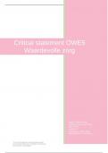 Samenvatting -  Critical Statement OWE5 Waardevolle zorg