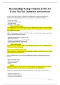 Pharmacology Comprehensive LPN&sol;LVN Exam Practice Questions and Answers