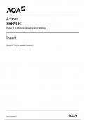 AQA A level french paper 1 iNSERT 2024 &lpar;7652&sol;1&rpar;