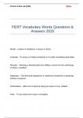 PERT Vocabulary Words Questions & Answers 2025