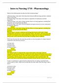 Intro to Nursing 1710 - Pharmacology