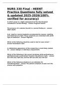 NURS 330 Final - HEENT Practice Questions fully solved & updated 2025-2026