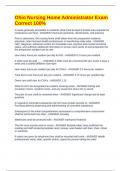 Ohio Nursing Home Administrator Exam Correct 100&percnt;