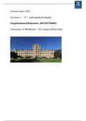 Lectures Organisational Behaviour MGMT20001 &sol; University of Melbourne Parkville &sol; All 11 lectures 2025