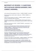 MATERNITY ATI REVIEW &vert;150 QUESTIONS WITH DETAILED VERIFIED ANSWERS &lpar;100&percnt; CORRECT ANSWERS&rpar;