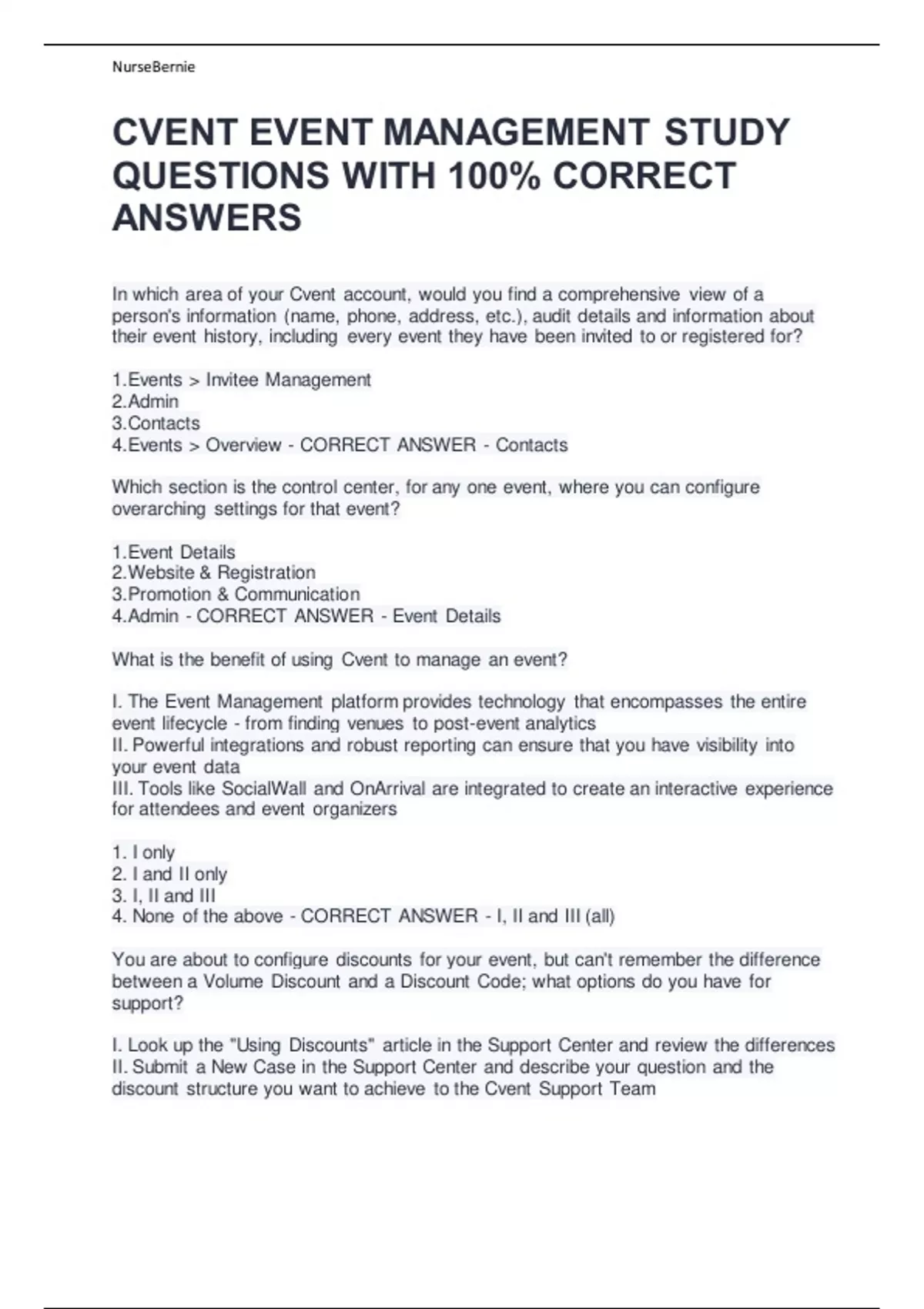 Stream Event Questions CVENT EVENT MANAGEMENT STUDY QUESTIONS WITH 100% CORRECT ANSWERS ...