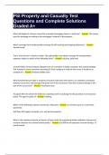 PSI Property and Casualty Test Questions and Complete Solutions Graded A&plus;