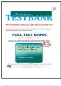 Test Bank for the  Psychiatric Interview &comma; 4th  Edition Daniel  Carlat &sol;&sol; Complete  Chapters Included&vert; Latest Test Bank 100&percnt; Veri&filig;ed Answers  &vert; LATEST