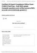 Certified US Export Compliance Officer Exam &colon; CUSECO Test Prep &ndash; EAR 2025 update Complete questions and verified answers&sol;100&percnt; accurate answers&vert;already graded A&plus;