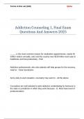Addiction Counseling 1&comma; Final Exam Questions And Answers 2025