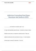 Addiction Counseling Final Exam Questions And Answers 2025