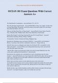 OCEAN 101 Exam Questions With Correct Answers A&plus;