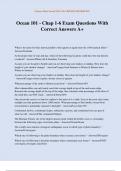 Ocean 101 - Chap 1-6 Exam Questions With Correct Answers A&plus;