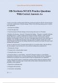 OB-Newborn-NCLEX Practice Questions With Correct Answers A&plus;