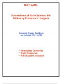 Test Bank for Foundations of Earth Science&comma; 9th Edition by Lutgens &lpar;All Chapters included&rpar;