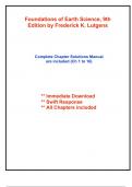 Solutions for Foundations of Earth Science&comma; 9th Edition by Lutgens &lpar;All Chapters included&rpar;