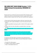 RN HESI EXIT 2025 EXAM Version 1 &lpar;V1&rpar;- 2025 &lpar;Actual Screenshots&rpar; GRADED A&plus; 2025